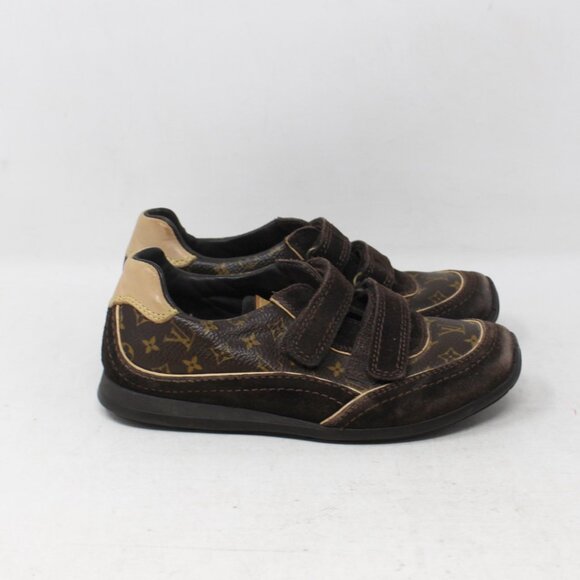 Louis Vuitton #HPDNH3 Kids Low Top Monogram Sneakers Size 27 - Picture 2 of 9